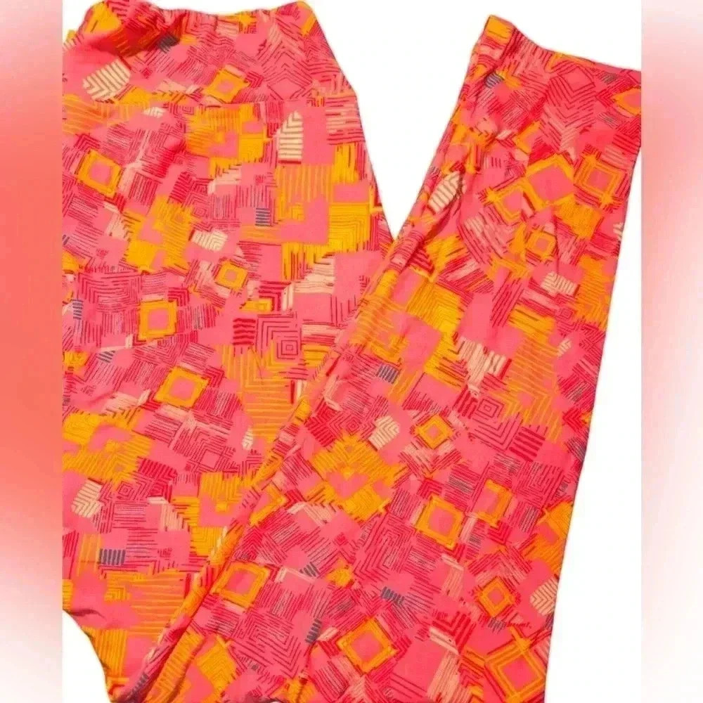 Lularoe TC2 pink&orange leggings.OG designer Patrick fit& quality. NWT